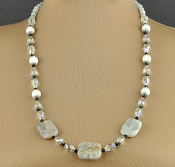 Бусы Халцедон, хрусталь "Анна" арт.КАП-479