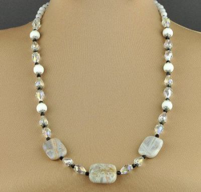 Бусы Халцедон, хрусталь "Анна" арт.КАП-479