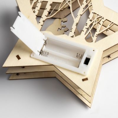 Светодиодная фигура «Звёздный лес» 17 × 17 × 4.5 см, дерево, батарейки АААх2 (не в комплекте), свечение тёплое белое