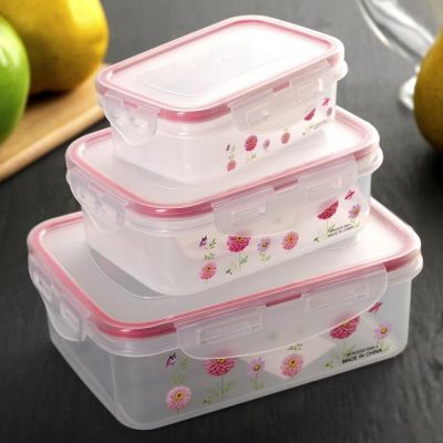 Набор ланч-боксов прямоугольных «Полянка», 3 шт: 150 мл, 300 мл, 500 мл, цвет МИКС