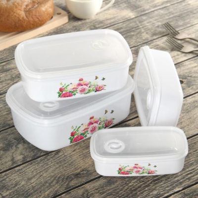 Набор ланч-боксов «Розы», 4 шт: 400 мл, 650 мл, 1 л, 1,5 л