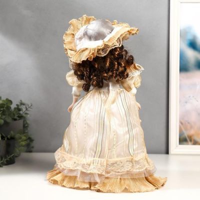 Кукла коллекционная керамика "Мэри в жёлто-кофейном платье" 40 см