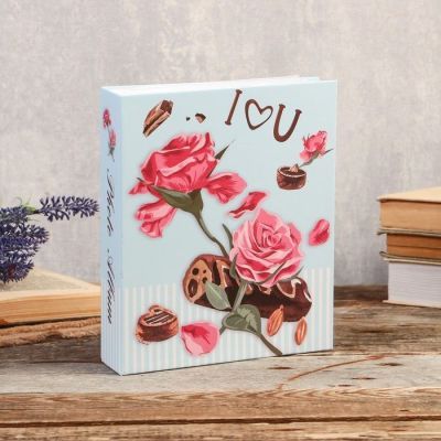 Фотоальбом на 80 фото 10х15 см "Розы и шоколад" в коробке, блёстки МИКС 23х19х5 см