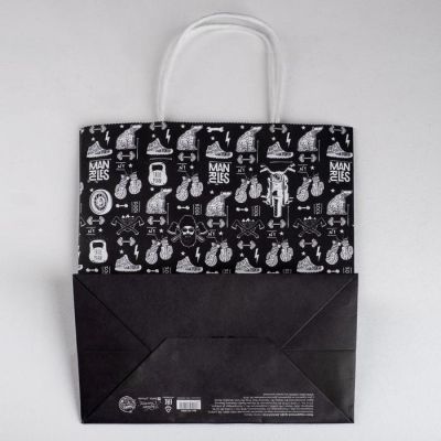 Пакет подарочный крафт «С Днем защитника Отечества», 32 х 28 х 15 см