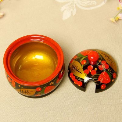 Чайница, d=9, H=9, хохлома