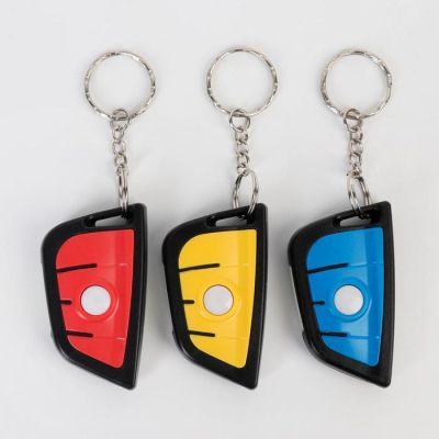 Фонарь-лазер на брелке, 6 х 3.5 см, 3 режима, СR 2032, микс