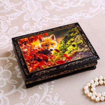 Шкатулка «Животные», 10×14 см, лаковая миниатюра, микс