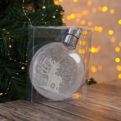 Ёлочный шар «Снежный лес», батарейки, 1 LED, свечение тёплое белое