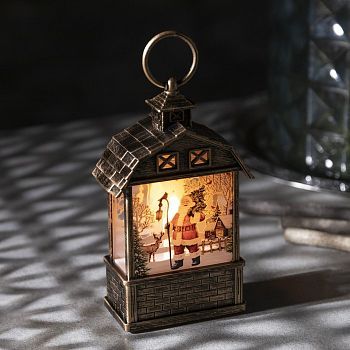 Светодиодная фигура «Дед Мороз с ёлкой» 7.5 × 14 × 4.2 см, пластик, батарейки AG13х3, свечение тёплое белое