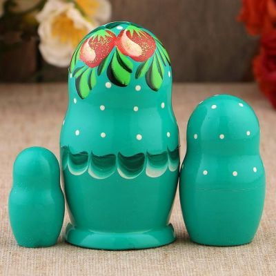 Матрёшка «Земляничка», голубое платье, 3 кукольная, 10 см