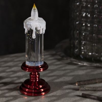Светодиодная фигура «Свеча красная» 7 × 20 × 7 см, пластик, блёстки, батарейки АААх2 (не в комплекте), свечение тёплое белое