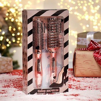 Подарочный набор «Розовый блеск», 2 предмета: массажная расчёска, брашинг