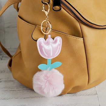 Пушистик на кольце "Тюльпан" 13х6х6 см, МИКС