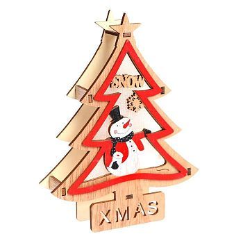 Новогодний световой декор настольный «Ёлка и снеговик» 15×11×2 см