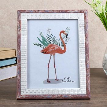 Фоторамка пластик 15х20 см "Шарль" кремовые кирпичики с розовым 24х19 см