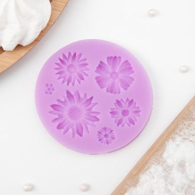 Молд силиконовый «Цветы», 8×1 см, цвет МИКС