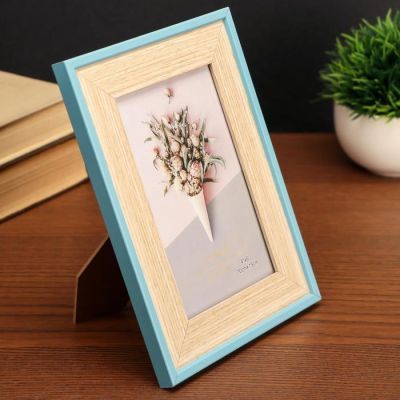 Фоторамка пластик 10х15 см "Белённый дуб с голубой каймой" 19,5х15х1,2 см