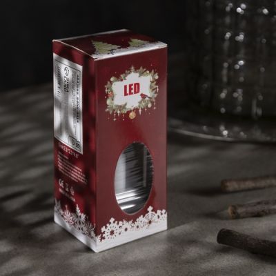 Светодиодная фигура «Серебристый фонарь со свечками» 5.5 × 13 × 5.5 см, пластик, батарейки AG13х3, свечение тёплое белое