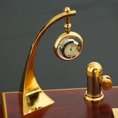 Набор настольный 5в1 (блок д/бумаг, подаст. д/печати, карандашница, часы, визитница)