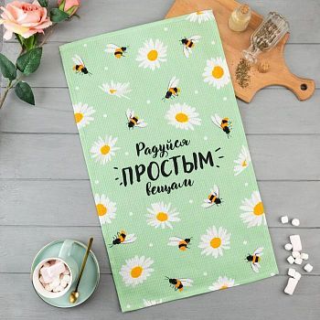 Полотенце кух."Доляна" Ромашки 35х60 см, 100% хл, 160г/м2