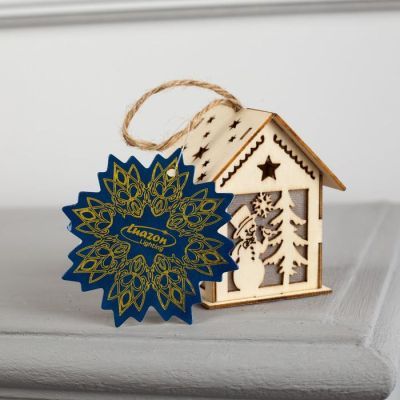 Ёлочная игрушка «Домик со снеговиком», от батареек, свечение RGB