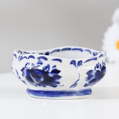 Розетка квадратная, 8,5×8,5×4 см, гжель