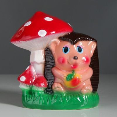 Копилка "Ёжик под грибом", глянец, разноцветная, 21 см