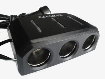 Автомобильный переходник-разветвитель на 3 устройства со шнуром для прикуривателя