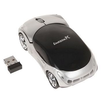 Мышь оптическая беспроводная "Машинка", серая, USB