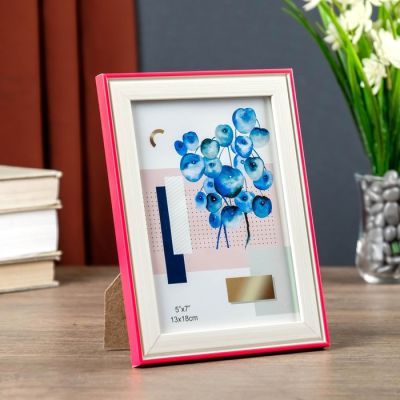 Фоторамка пластик 13х18 см "Беж с красной полосой" 20,6х15,6х1 см