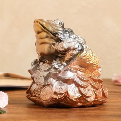 Копилка "Жаба", глянец, бронзовый цвет, 13 см