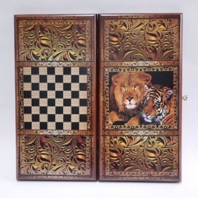 Нарды + шашки "Хищники" (доска 50 х 50 см)
