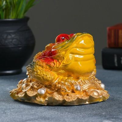 Копилка "Жаба с жемчугом" маленькая 12х9см