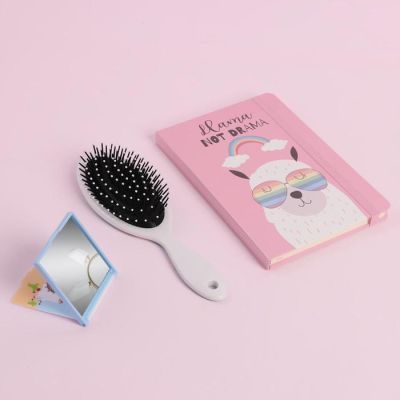 Подарочный набор «Ламушка», 3 предмета: зеркало, массажная расчёска, ежедневник