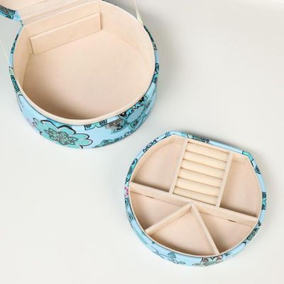 Шкатулка кожзам для украшений полукруг "Цветы-мехенди" 8х17х15 см