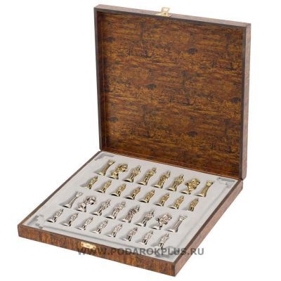 Шахматы "Посейдон" (32х32 см) из камня змеевик №31