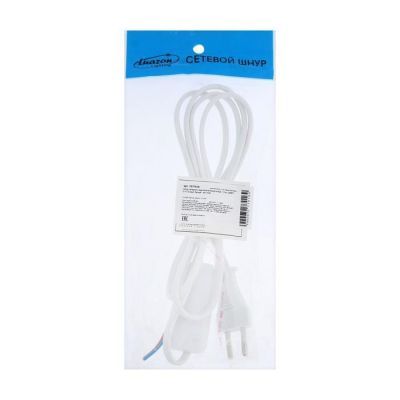 Шнур сетевой с выключателем для бра, 1,5 м, ШВВП 2 х 0.5 мм2, белый
