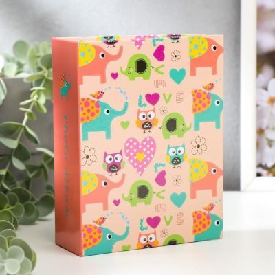 Фотоальбом "Слоники" на 100 фото 10х15 см, 12,5х5х16,5см.  ПП карм.