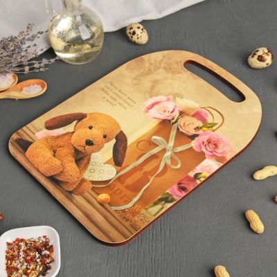 Доска разделочная»С 8 Марта! Плюшевый друг», 29×21 см