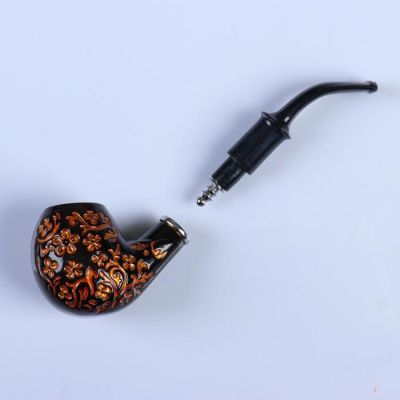 Трубка "Командор" классическая, раструб чёрный с золотым узором, 14 см