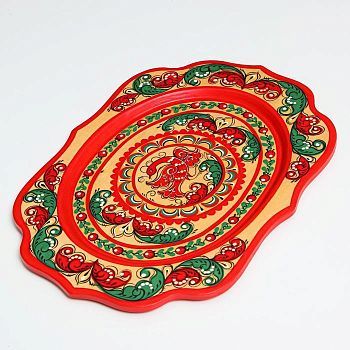 Поднос, малый, 29×21×1,5 см, борецкая роспись