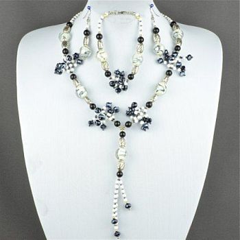 Авторские бусы Хрусталь, муранское стекло "Кружевница" арт.ВАС-1089