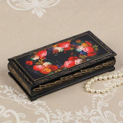 Шкатулка - купюрница «Жостовская роспись», 8,5×17 см, лаковая миниатюра