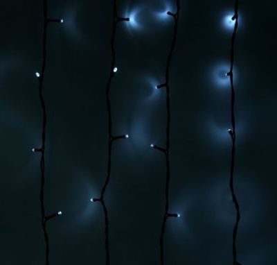 Гирлянда уличная УМС "Занавес" (Ш:2 м, В: 3 м, нить темная, белый)