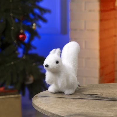 Светодиодная фигура «Белочка» 7 × 14 × 5 см, флок, батарейки CR2032х2, свечение тёплое белое