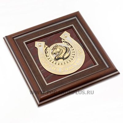 Панно "Подкова на счастье" камень яшма (24х24 см)