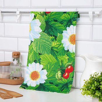 Полотенце Доляна «Ромашки» 25х50 см, 100% хл., вафельное полотно 160 г/м2