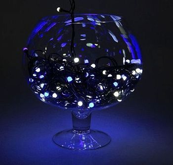 Гирлянда "Метраж" уличная, комнатная (Д: 20 м, нить тёмная, моргает, бело-синий)