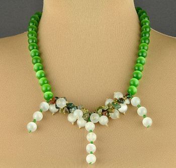 Бусы Кошачий глаз, Яшма "Танец Ветра" арт.ВАН-623