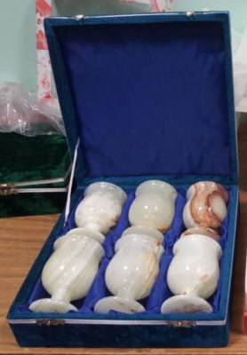 Набор бокалов из оникса для вина 6 шт (h = 9,5 см) в бархатной коробке (6шт)